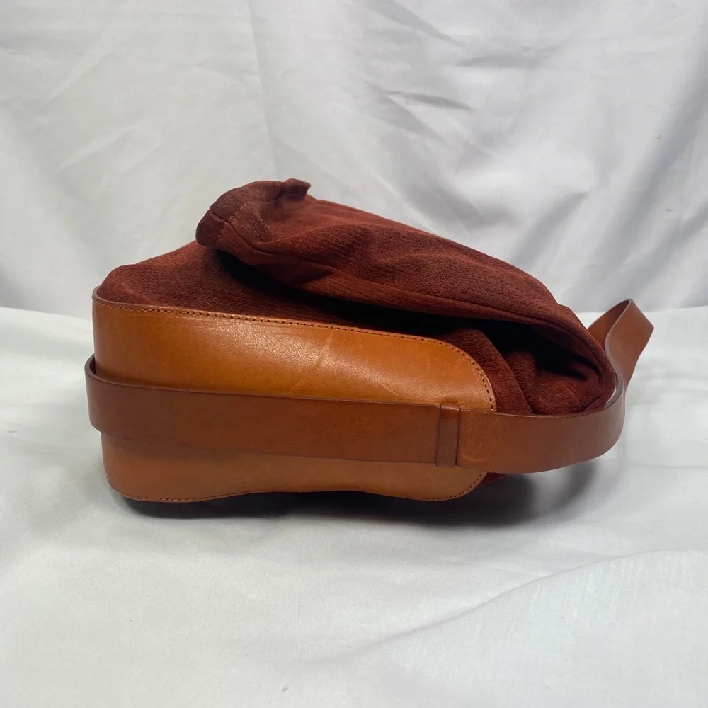Maison Martin Margiela Burgundy Cognac Leather Messenger Bag Adjustable Shoulder